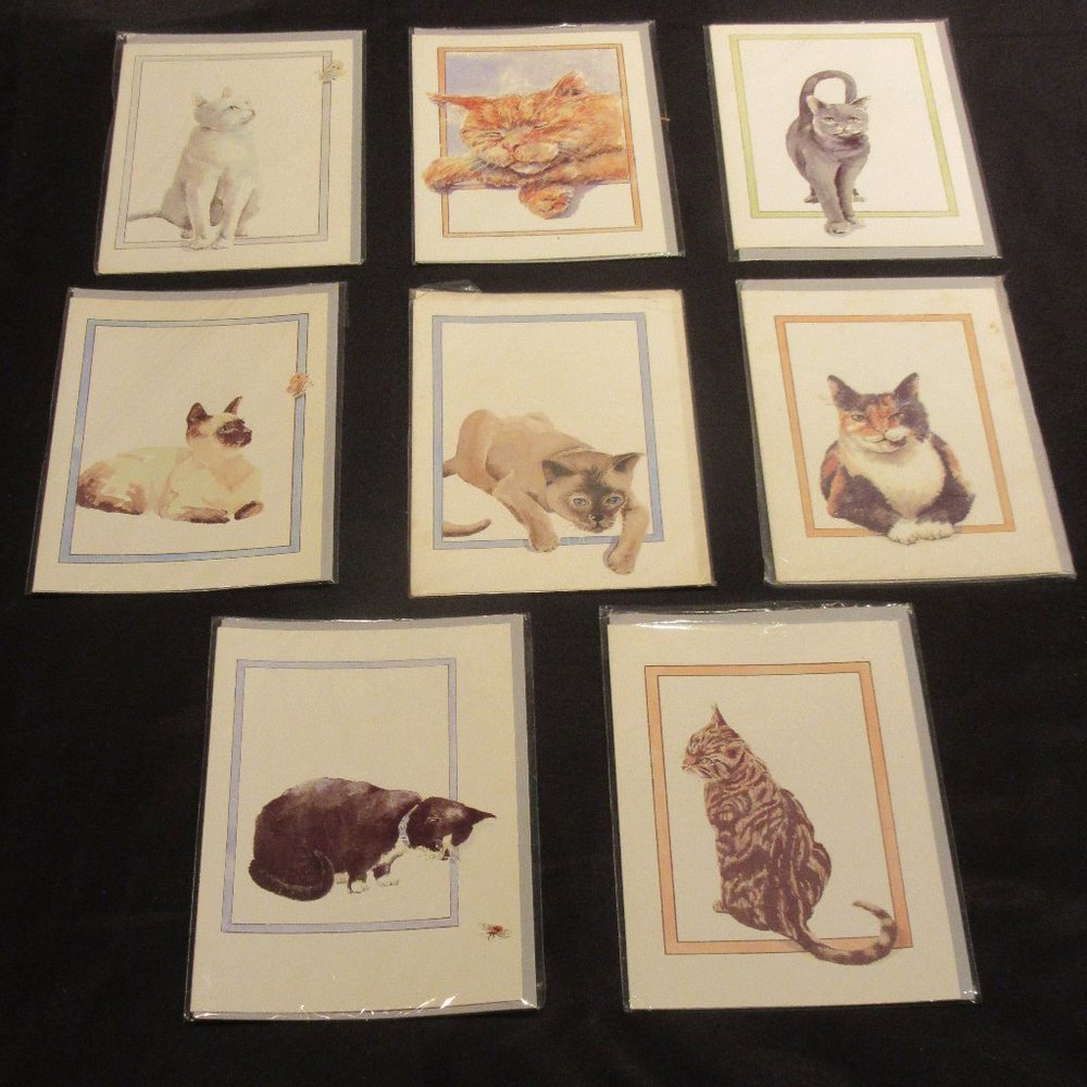 8 INDIVIDUAL CAT IMAGES CARDS, NEW ( All 8 shown)